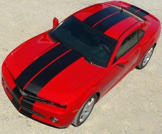 Pace Style Dual Center Racing Stripe Kit Hood Roof Trunk Rear Bumper Front Bumper Vinyl Decal Sticker for Chevrolet Camaro 2010-2015_1
