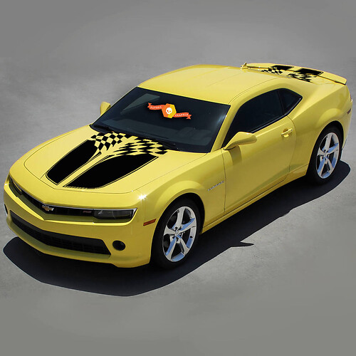 Checkered Flag Racing Stripes Hood Trunk Vinyl Decal Sticker for Chevrolet Camaro 2010-2015