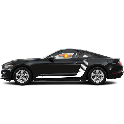 Side Hockey Style Strobe Stripes Vinyl Decals for Ford Mustang 2015-2017