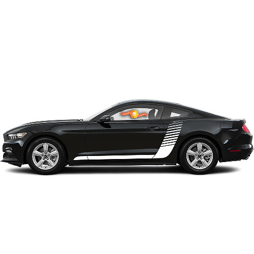 Side Hockey Style Strobe Stripes Vinyl Decals for Ford Mustang 2015-2020
