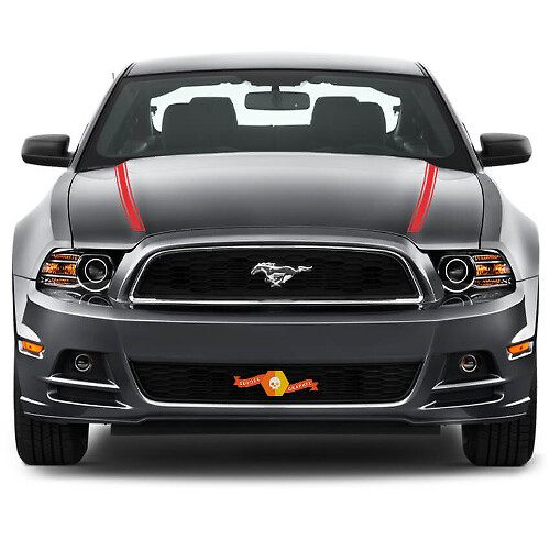 Dual Thin Outline Stripes Hood Vinyl Decal Set for Musclecar Musclecarmodel 2013-2014