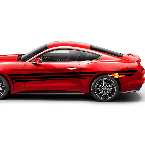 Ford Mustang 2005-2024 Side Doors Triple Stripes Accent Decals Stickers