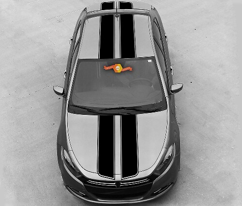 Double Outline Stripes Top-Side Vinyl Decal Kit for Dodge Dart 2013-20
