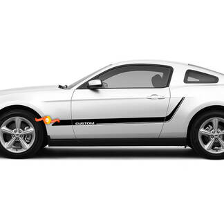 Lower Door Side Accent Stripes with Custom Text for Ford Mustang