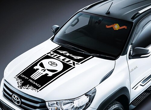 Punisher Style Wide Stripe Hood Vinyl Decal Sticker for Toyota Hilux