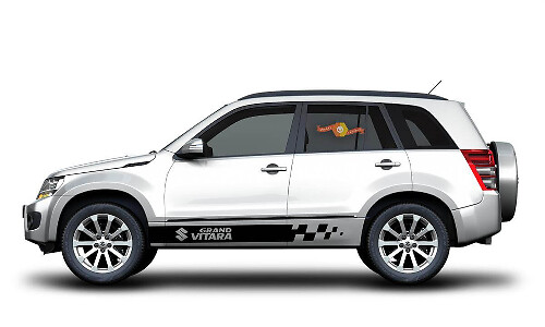 Branded Checkered Side Stripes Vinyl Decal Kit for Suzuki Grand Vitara