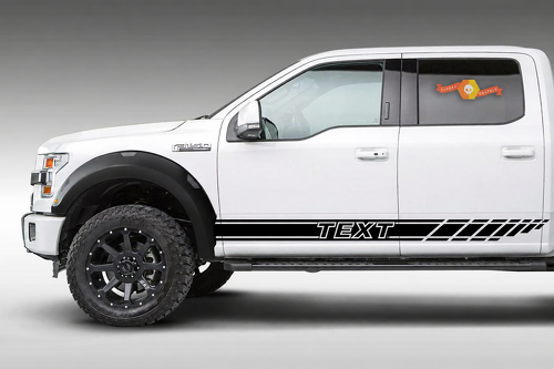 TEXT Triple Stripe Pair Rocker Panel Vinyl Decal Sticker for Ford F-150