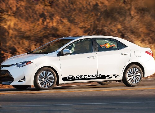 Side Skirt Checkered Vinyl Decal Kit for Toyota Corolla