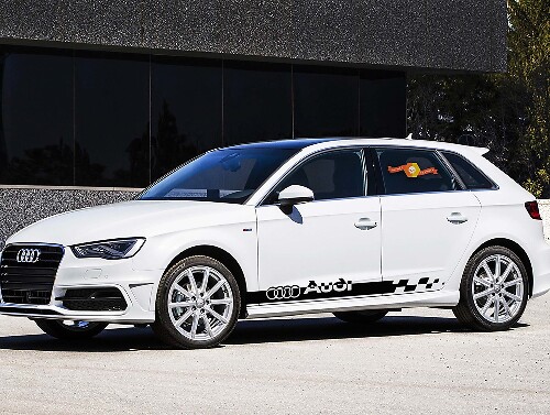 Racing Style Checkered Side Stripes Vinyl Decal Kit for Audi A5