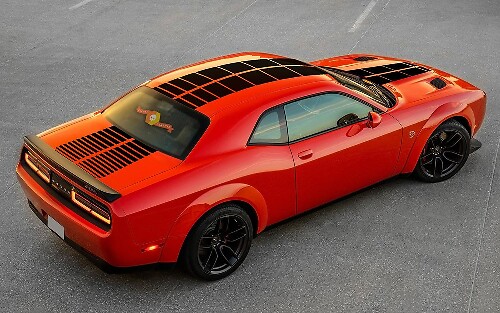 Double Checkered Stripes Hood Roof Trunk Vinyl Decal Sticker for Dodge Challenger