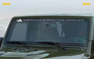 Jeep American Expedition Vehicles AEV Windscherm en twee V8-sticker