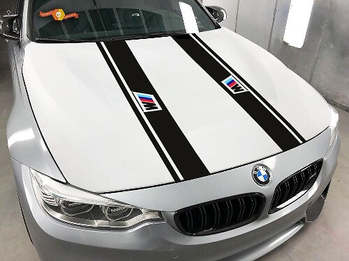 BMW 2x Hood Stripes vinyl decal sticker logo Bmw MPower 1 3 5 7 series x4 x5 x6