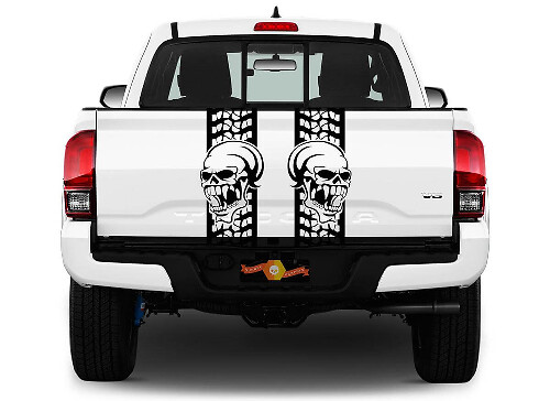 Skull Tire Track Tailgate Stripes Vinyl Decals for Pickup Trucks_1