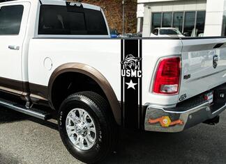 Pair bedside USMC marines vinyl rear decals for Dodge Ram 1500 Ford Toyota F150