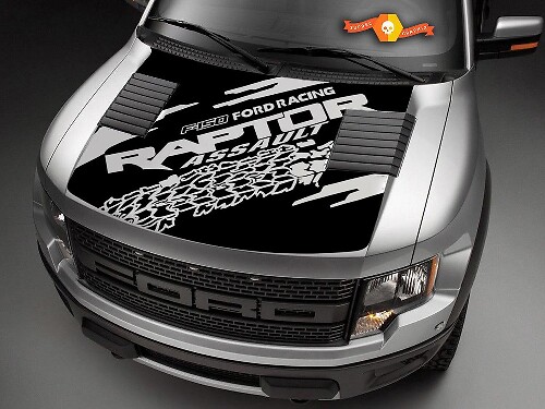 Hood Tire Track Graphics Decal Sticker Package for Ford F-150 Raptor