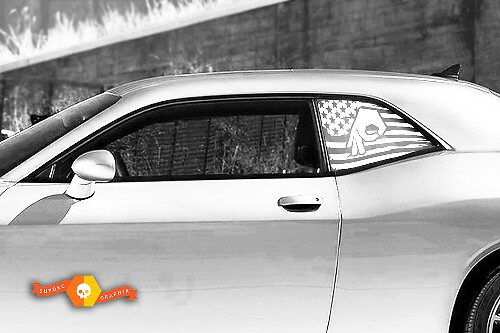 2 Window Costom US flag Vinyl Windshield Decal Graphic Stickers for Dodge Challenger