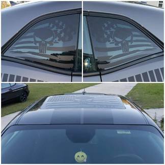 2 Dodge Challenger Window and Sunroof US flag Scatpack Vinyl Windshield Decal Graphic Stickers