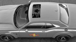2 Dodge Challenger Window Caniadan flag Hellcat Vinyl Windshield Decal Graphic Stickers 
