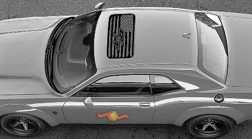2 Window Sunroof flag Vinyl Windshield Decal Graphic Stickers for Dodge Challenger