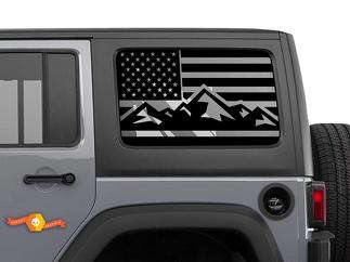 Jeep Hardtop Flag Windshield Decal Mountain USA American Wrangler JKU JLU 4Dr Rubicon Stickers