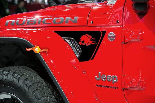 Burning Skull Vent Fender Vinyl Decal Sticker for Jeep Wrangler