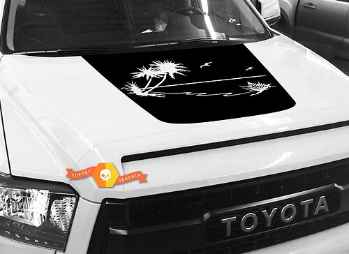 Island Ocean Landscape Hood Vinyl Decal Sticker for Toyota Tundra 2014-2018