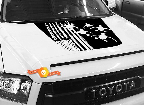 USA Flag Ducks Hood Vinyl Decal for Toyota Tundra 2014-2018