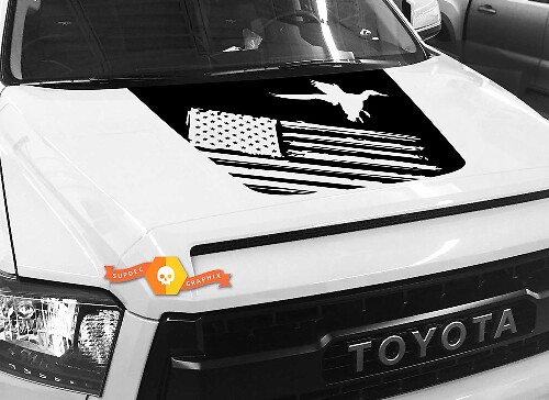 USA Flag Landing Duck Hood Vinyl Decal for Toyota Tundra 2014-2018