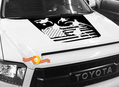 USA Flag Flying Ducks Hood Vinyl Decal for Toyota Tundra 2014-2018