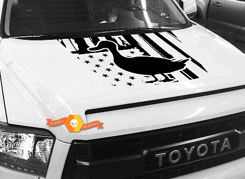 USA Flag Calm Duck Silhouette Hood Vinyl Decal for Toyota Tundra 2014-2018