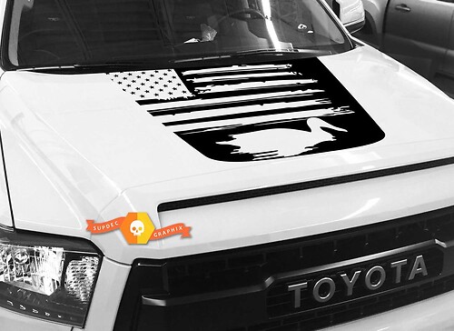 Hood USA Distressed Flag Duck graphics Sticker Decal for TOYOTA TUNDRA 2014 2015 2016 2017 2018 #18