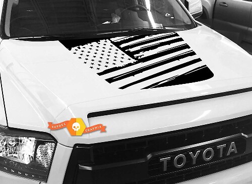 USA Flag Torn Style Hood Vinyl Decal Sticker for Toyota Tundra 2014-2018