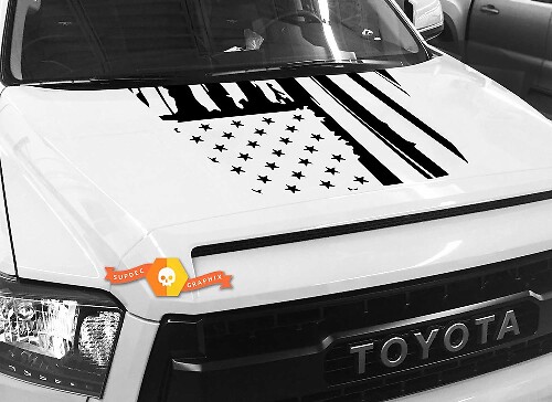 Destroyed American Flag Hood Vinyl Decal Sticker for Toyota Tundra 2014-2018
