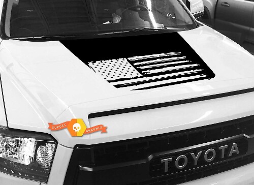 American Flag Blackout Style Hood Vinyl Decal for Toyota Tundra 2014-2018