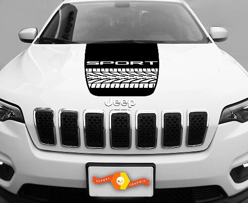 Tire Track Trail Rated Sport Vinyl Hood Graphic Decal Sticker for Jeep Cherokee
