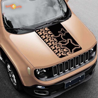 2015-2019 Jeep Renegade Tire Track Graphic Vinyl Decal Sticker Hood