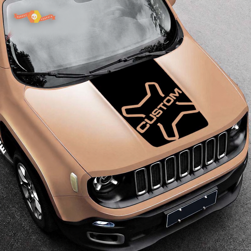 CUSTOM X Blackout Hood Vinyl Decal Sticker for Jeep Renegade 2015-2019