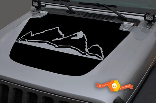  Hood Vinyl Mountains Blackout Decal Sticker for 18-19 Jeep Wrangler JL #4