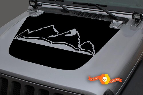 Mountains Blackout Hood Vinyl Decal Sticker 3 for Jeep Wrangler JL