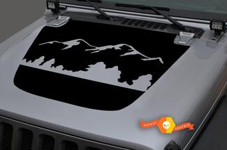  Hood Vinyl Forest Mountains Blackout Decal Sticker for 18-19 Jeep Wrangler JL #2