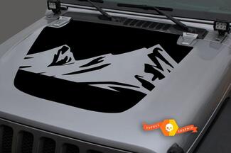  Hood Vinyl Mountains Blackout Decal Sticker for 18-19 Jeep Wrangler JL #6