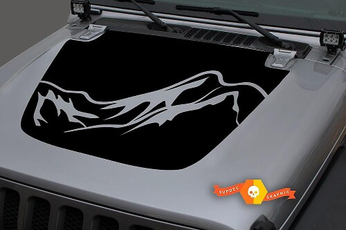 Mountains Blackout Hood Vinyl Decal Sticker for Jeep Wrangler JL