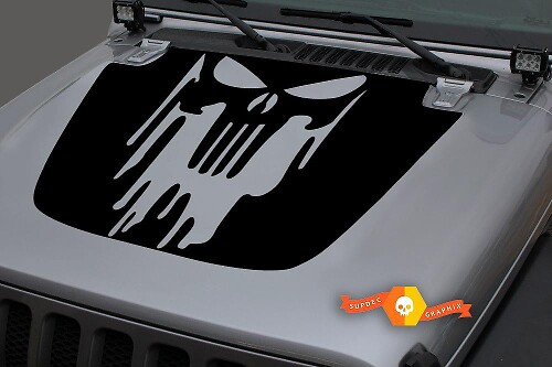 Punisher Blackout Hood Vinyl Decal Sticker for Jeep Wrangler JL