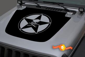 Jeep Hood Vinyl Military Star Pirate Blackout Decal Sticker for 18-19 Wrangler JL#1