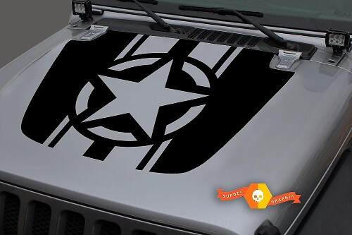 Military Star Blackout Hood Vinyl Decal Sticker for Jeep Wrangler JL