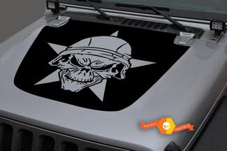 Jeep Hood Vinyl Military Star Skull Blackout Decal Sticker for 18-19 Wrangler JL#1