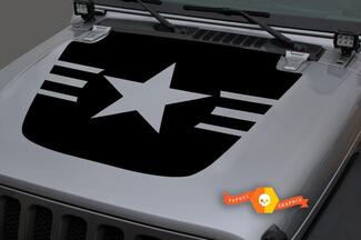 Jeep Hood Vinyl USA Military ARMY Star Punisher Blackout Decal Sticker for 18-19 Wrangler JL#4