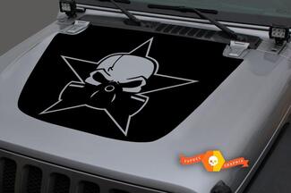 Hood Vinyl Military Star Skull Blackout Decal Sticker for 18-19 Jeep Wrangler JL#13