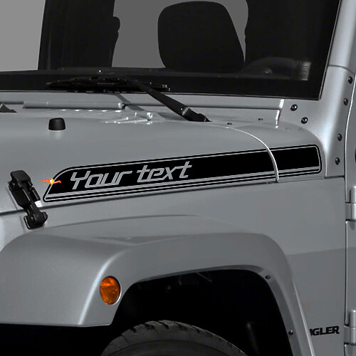 Custom Text Outline Hood Side Stripe Vinyl Decal Kit for Jeep Wrangler