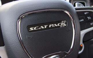 Steering Wheel Scat Pack Grey emblem domed decal Challenger Charger Scatpack